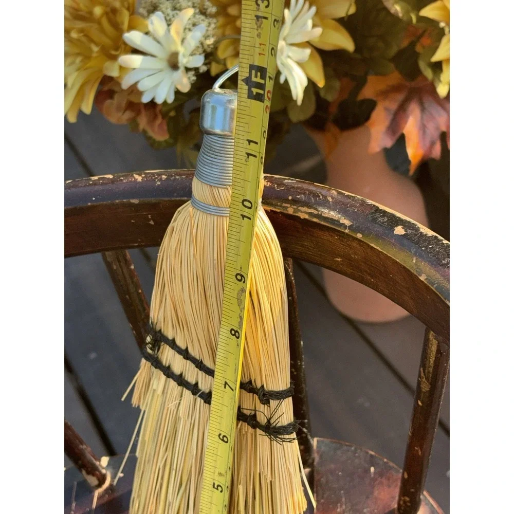 Vintage Straw Whisk Broom Hand Tied Metal Farmhouse  Cottagecore Decor